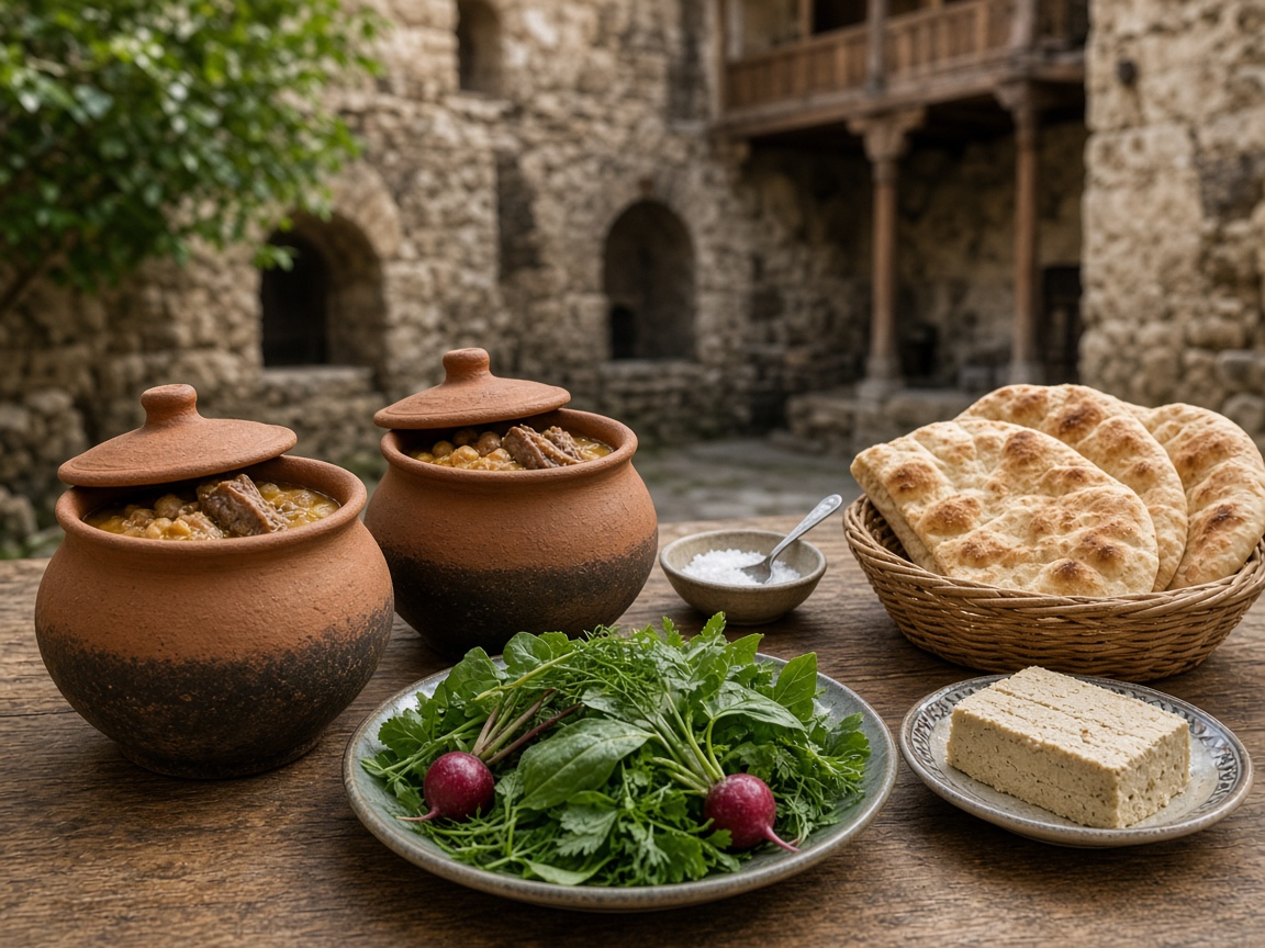 Ganja table in the courtyard