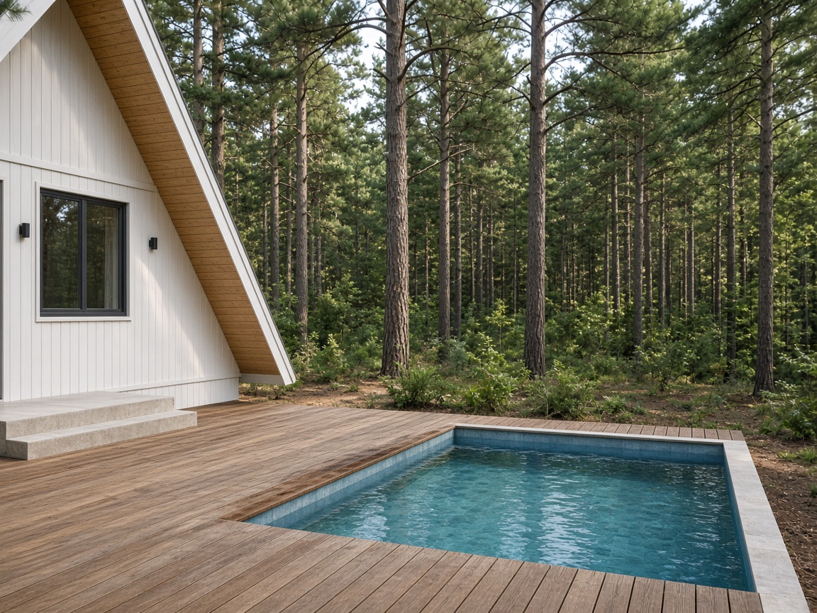 Forest A-frame bungalow in Duruca — pool