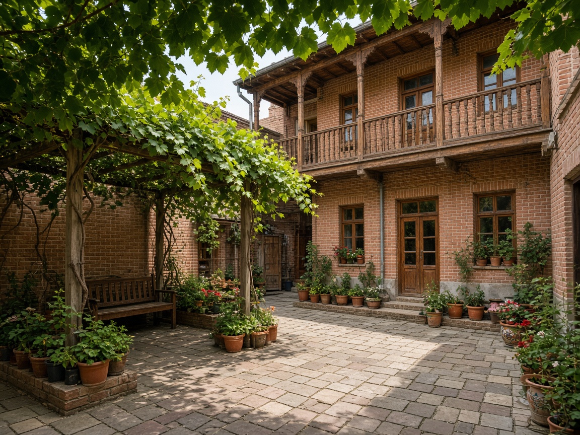 Red-brick courtyard in Ganja