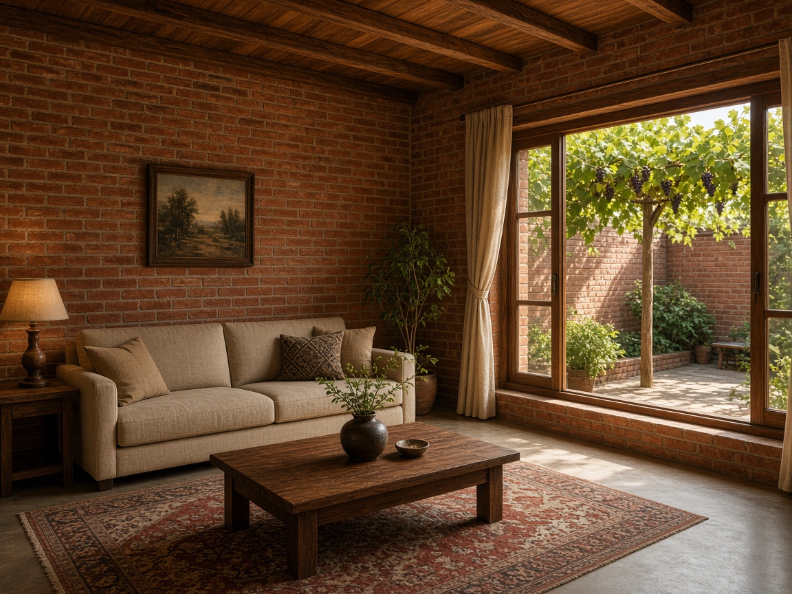 Red-brick courtyard in Ganja — the stay