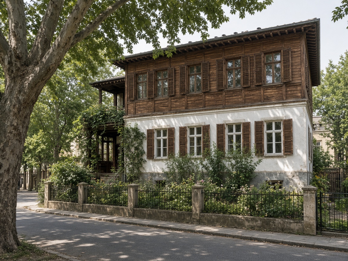 Timber house on Göygöl’s plane-tree street